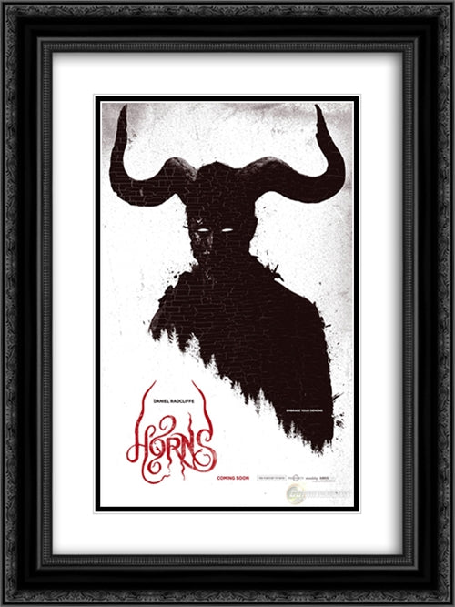 Horns 18x24 Black Ornate Wood Framed Movie Poster with Double Matting