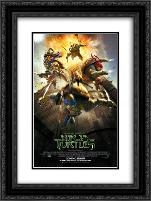 Teenage Mutant Ninja Turtles 18x24 Black Ornate Wood Framed Movie Poster with Double Matting