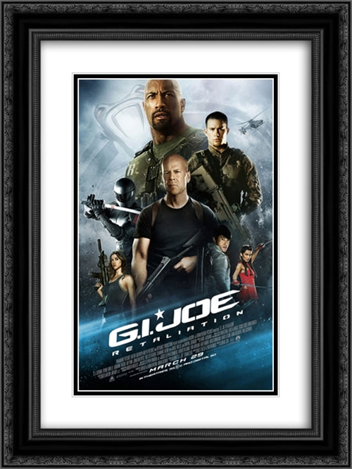 G.I. Joe Retaliation 18x24 Black Ornate Wood Framed Movie Poster with Double Matting