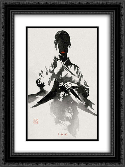 The Wolverine 18x24 Black Ornate Wood Framed Movie Poster with Double Matting