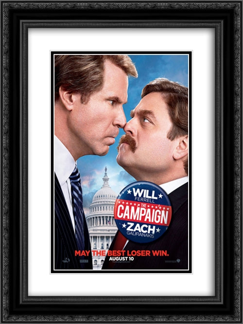 The Campaign 18x24 Black Ornate Wood Framed Movie Poster with Double Matting