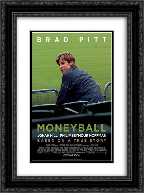 Moneyball 18x24 Black Ornate Wood Framed Movie Poster with Double Matting