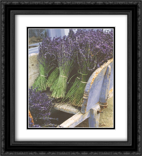 Lavender Harvest 2x Matted 20x24 Black Ornate Wood Framed Art Print Poster with Double Matting