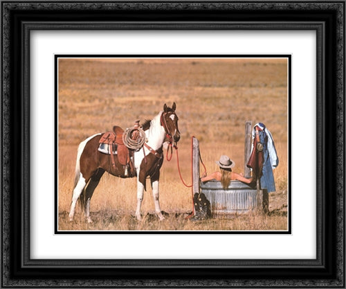 Cowgirl in Heaven 2x Matted 24x20 Black Ornate Wood Framed Art Print Poster with Double Matting by Stoecklein, David R.