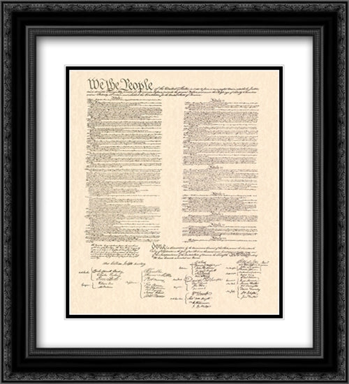 Constitution (Document) 18x20 Black Ornate Wood Framed Art Print Poster with Double Matting by American History