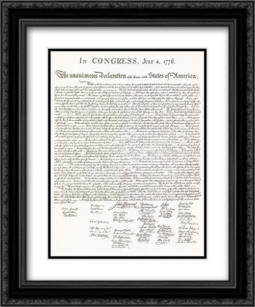 Declaration of Independence (Document) 18x20 Black Ornate Wood Framed Art Print Poster with Double Matting by American History