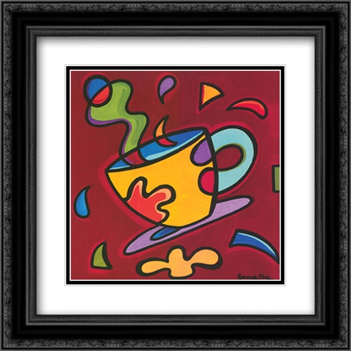 Red Coffee Mug 18x18 Black Ornate Wood Framed Art Print Poster with Double Matting by Paz, Sonya