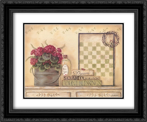 Soak and Relax 20x16 Black Ornate Wood Framed Art Print Poster with Double Matting by Britton, Pam