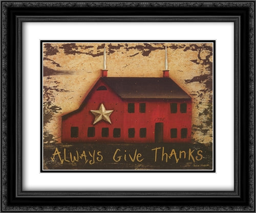 Always GiveThanks 2x Matted 24x20 Black Ornate Wood Framed Art Print Poster with Double Matting by Sliney, John