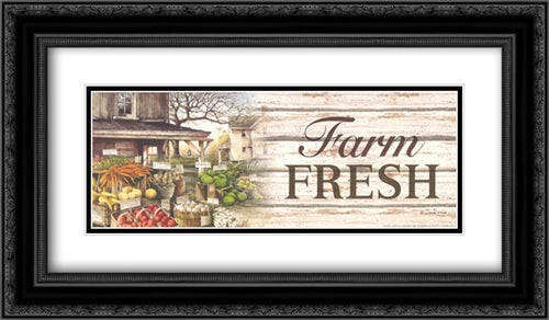 Farm Fresh 22x10 Black Ornate Wood Framed Art Print Poster with Double Matting by Rossini, John