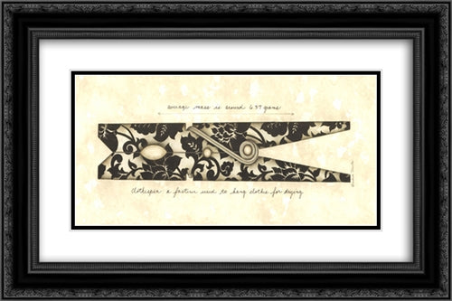 Designer Clothes Pin 12x20 Black Ornate Wood Framed Art Print Poster with Double Matting by Roberts, Andrea