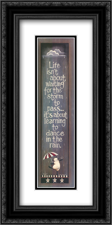 Dance in the Rain 9x24 Black Ornate Wood Framed Art Print Poster with Double Matting by Crawford, Tonya