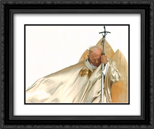Pope John Paul II 1920 - 2005 (H) 2x Matted 24x20 Black Ornate Wood Framed Art Print Poster with Double Matting