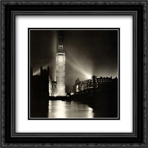 Big Ben-London, 1961 2x Matted 20x20 Black Ornate Wood Framed Art Print Poster with Double Matting by Hess, Gretchen