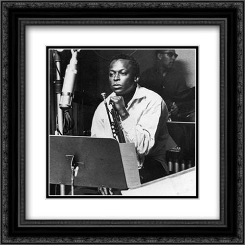 Miles Davis: 'Kind'a Blue' 2x Matted 20x20 Black Ornate Wood Framed Art Print Poster with Double Matting