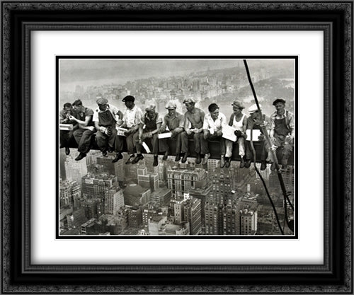 Lunchtime Atop a Skyscraper, c.1932 2x Matted 24x20 Black Ornate Wood Framed Art Print Poster with Double Matting by Ebbets, Charles C.