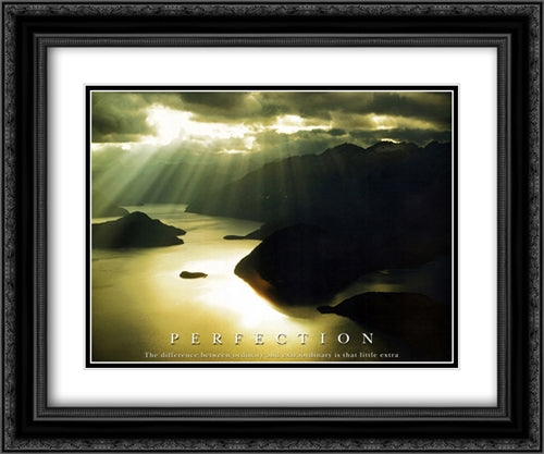Perfection 2x Matted 24x20 Black Ornate Wood Framed Art Print Poster with Double Matting