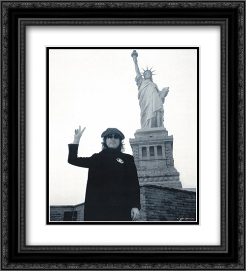 John Lennon (Liberty) 2x Matted 20x24 Black Ornate Wood Framed Art Print Poster with Double Matting