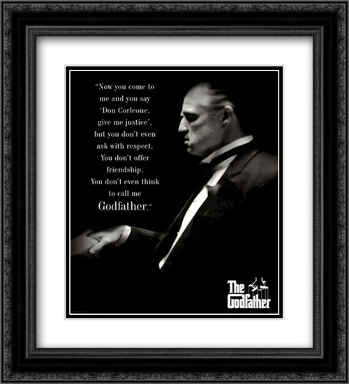 The Godfather Respect 20x22 Black Ornate Wood Framed Movie Poster with Double Matting