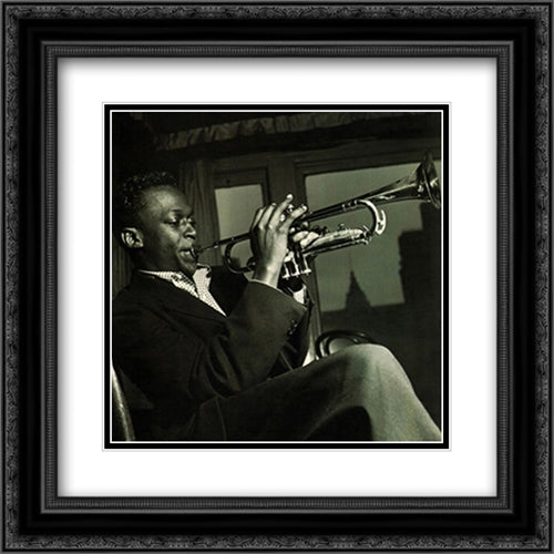 Miles Davis: New York City, c.1952 2x Matted 20x20 Black Ornate Wood Framed Art Print Poster with Double Matting