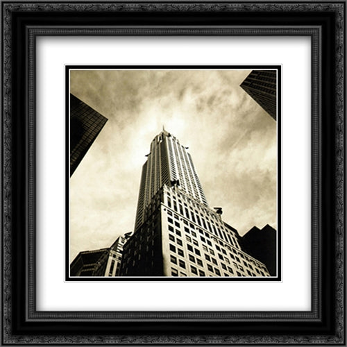 Chrysler Building 2x Matted 20x20 Black Ornate Wood Framed Art Print Poster with Double Matting by American History
