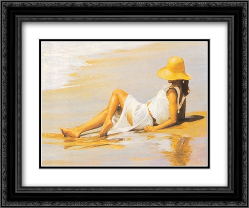 Contemplation 2x Matted 24x20 Black Ornate Wood Framed Art Print Poster with Double Matting by Ribas, Lluis