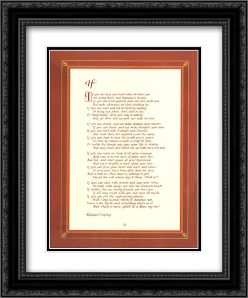 If 16x20 Black Ornate Wood Framed Art Print Poster with Double Matting by Kipling, Rudyard