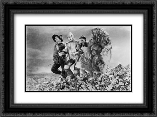 Wizard of Oz 24x18 Black Ornate Wood Framed Movie Poster with Double Matting