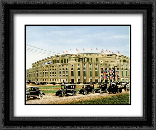 Yankee Stadium 2x Matted 20x24 Black Ornate Wood Framed Art Print Poster with Double Matting by Vlasak, Darryl