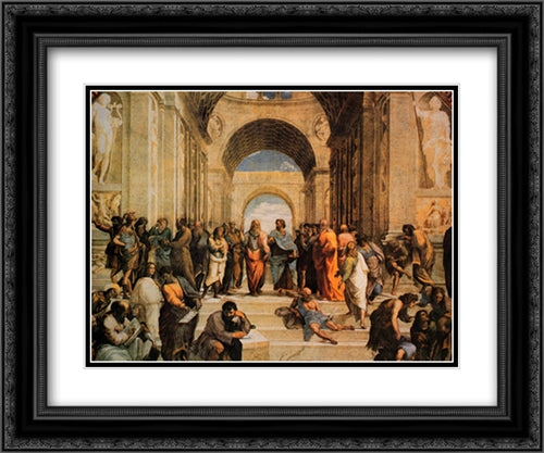 School Of Athens 2x Matted 24x20 Black Ornate Wood Framed Art Print Poster with Double Matting by Raphael