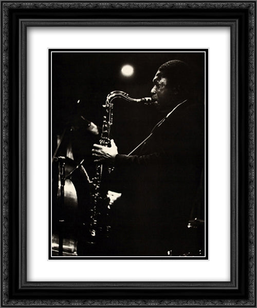 John Coltrane 2x Matted 20x24 Black Ornate Wood Framed Art Print Poster with Double Matting by Tanner, Lee