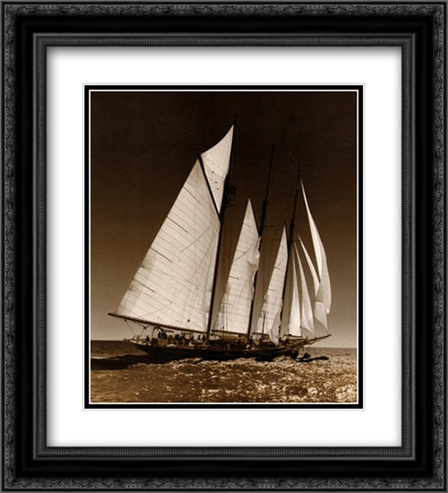 Sailing At Cowes II 2x Matted 20x24 Black Ornate Wood Framed Art Print Poster with Double Matting by Philip, Bill