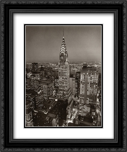 Chrysler Building 2x Matted 20x24 Black Ornate Wood Framed Art Print Poster with Double Matting by Silberman, Henri