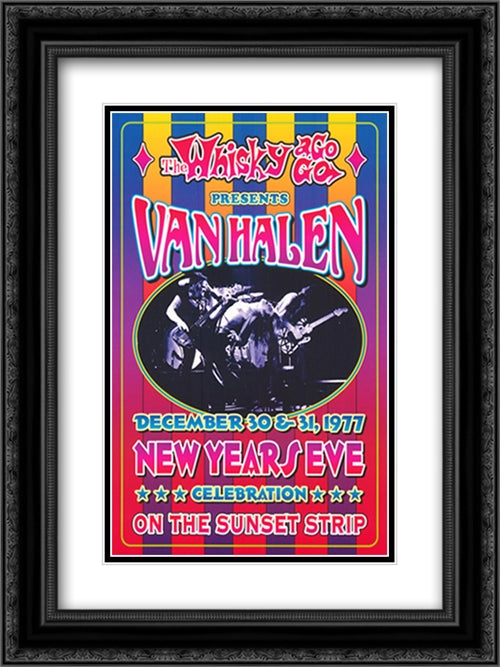 Van Halen, new years eve, 1977 17x24 Black Ornate Wood Framed Art Print Poster with Double Matting by Loren, Dennis