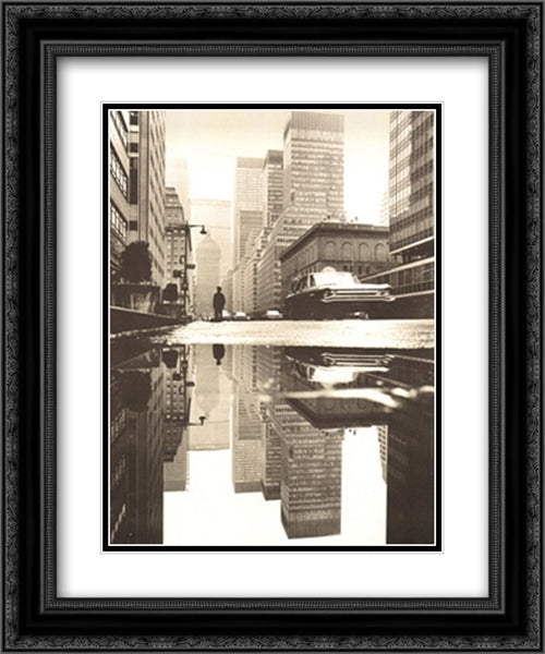 Park Avenue NYC 1964 16x20 Black Ornate Wood Framed Art Print Poster with Double Matting by Biasi, Mario De