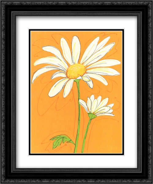 Wild Daisy II 2x Matted 20x24 Black Ornate Wood Framed Art Print Poster with Double Matting by Rowley, Kate