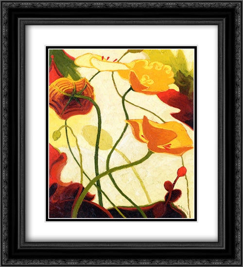 Tres Vignes III 2x Matted 20x24 Black Ornate Wood Framed Art Print Poster with Double Matting by Novak, Shirley