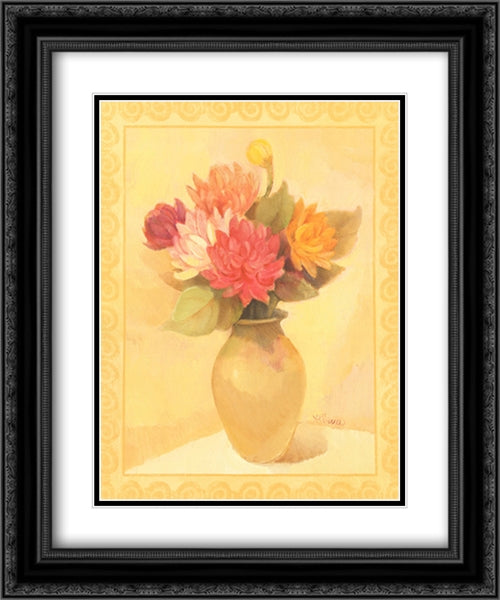 Albena's Dahlias I 2x Matted 20x24 Black Ornate Wood Framed Art Print Poster with Double Matting by Hristova, Albena