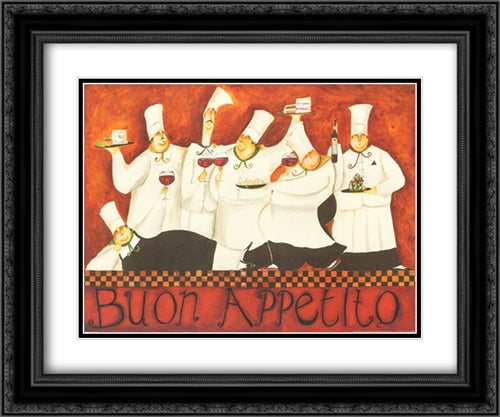 Buon Appetito 2x Matted 24x20 Black Ornate Wood Framed Art Print Poster with Double Matting by Garant, Jennifer