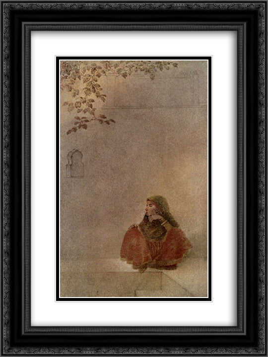 Chashma Shahi 18x24 Black Ornate Wood Framed Art Print Poster with Double Matting by Tagore, Abanindranath