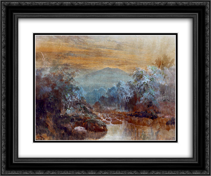 Landscape Mountain 24x20 Black Ornate Wood Framed Art Print Poster with Double Matting by Suriosubroto, Abdullah