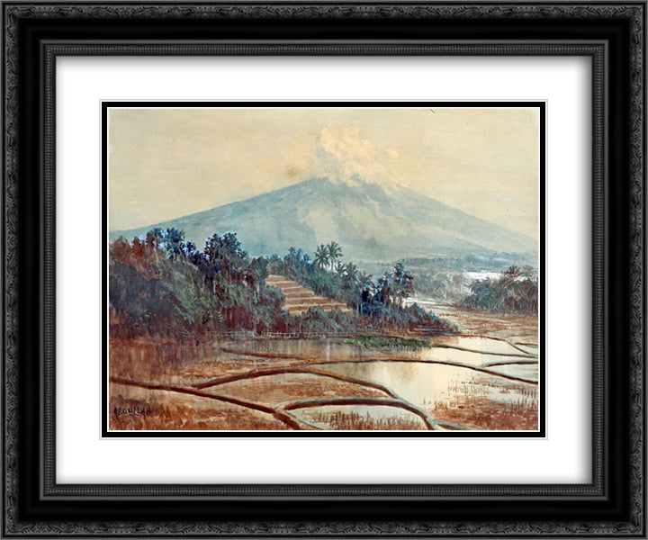 Landscape of Paddy Field 24x20 Black Ornate Wood Framed Art Print Poster with Double Matting by Suriosubroto, Abdullah