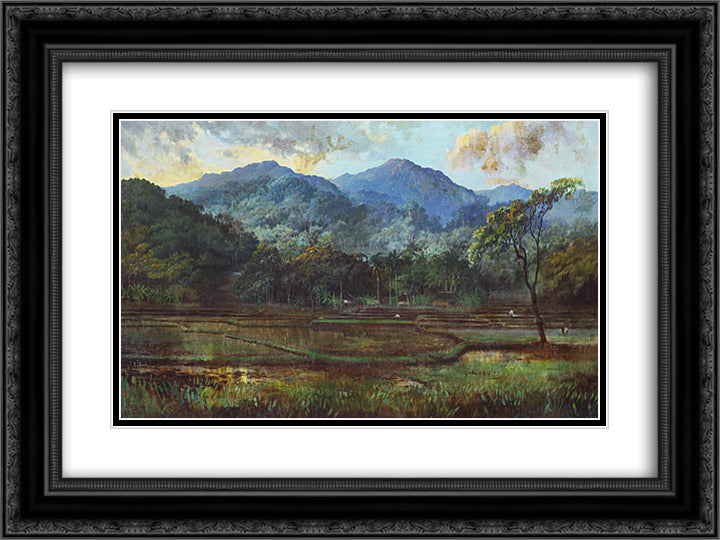Paddy Field 24x18 Black Ornate Wood Framed Art Print Poster with Double Matting by Suriosubroto, Abdullah