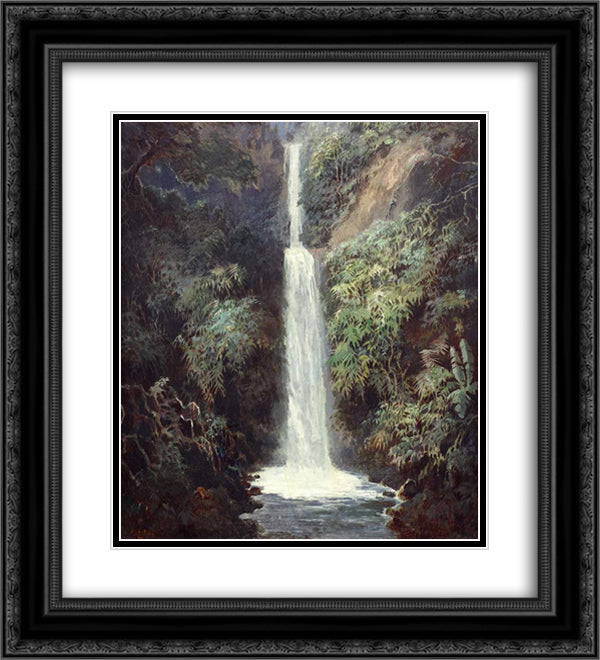 Waterfall 20x22 Black Ornate Wood Framed Art Print Poster with Double Matting by Suriosubroto, Abdullah