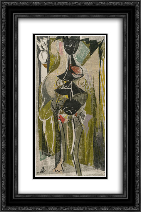 Miss Ever Ready 16x24 Black Ornate Wood Framed Art Print Poster with Double Matting by Yunkers, Adja