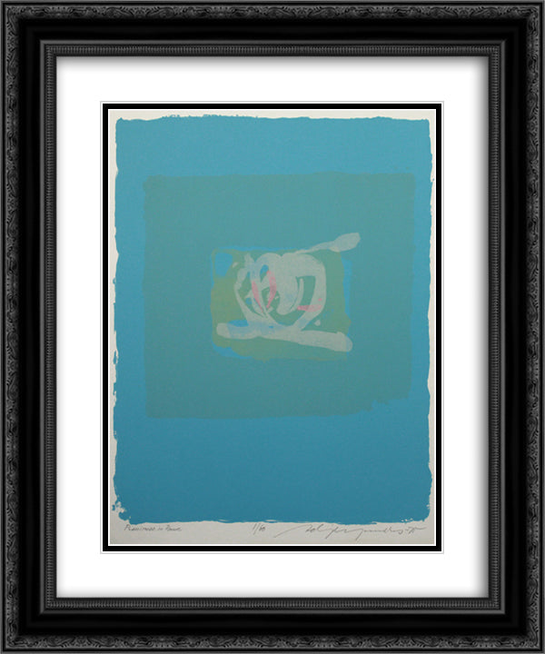 Plentitude in Blue 20x24 Black Ornate Wood Framed Art Print Poster with Double Matting by Yunkers, Adja