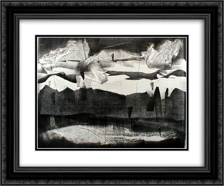 Rain on the Mesa - New Mexico 24x20 Black Ornate Wood Framed Art Print Poster with Double Matting by Yunkers, Adja