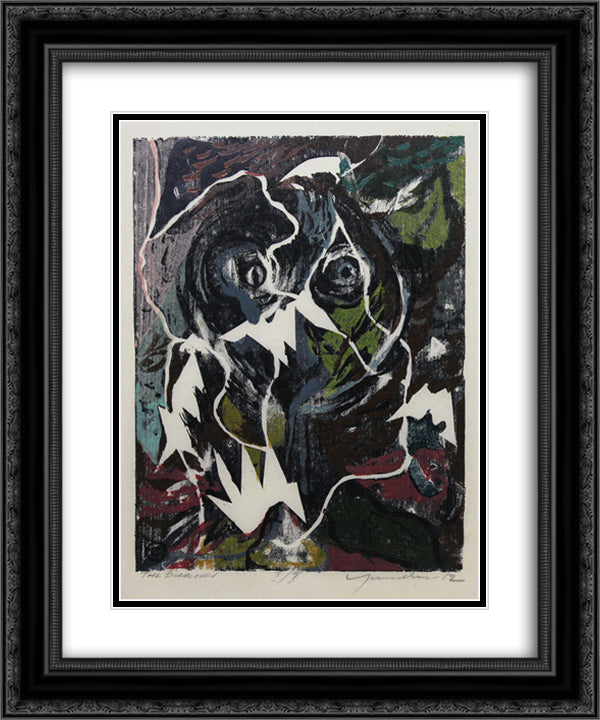 The Bird Lover 20x24 Black Ornate Wood Framed Art Print Poster with Double Matting by Yunkers, Adja