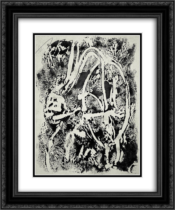 Untitled 20x24 Black Ornate Wood Framed Art Print Poster with Double Matting by Yunkers, Adja