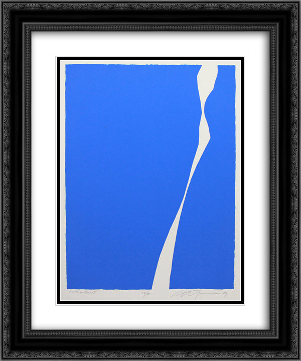 White On Blue II 20x24 Black Ornate Wood Framed Art Print Poster with Double Matting by Yunkers, Adja